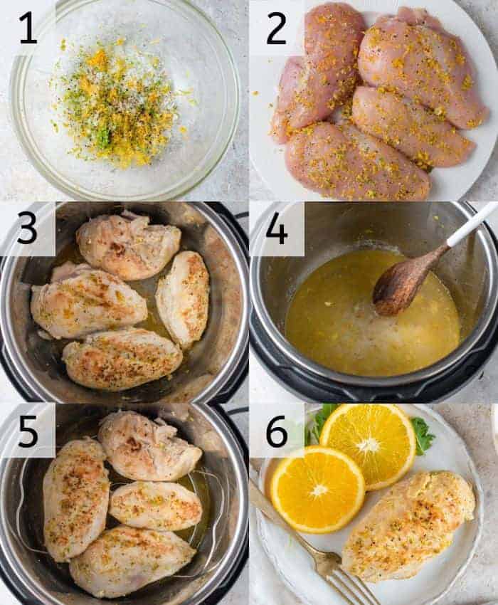 Step by step photos for making instant pot chicken breasts