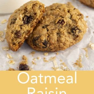 oatmeal raisin cookies on parchment paper