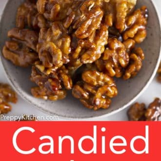 bowl filled with candied walnuts