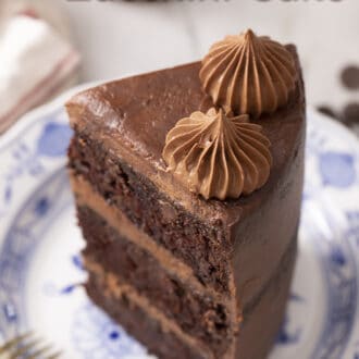 piece of chocolate zucchini cake on a plate