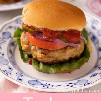A pinterest graphic of a turkey burger