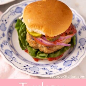 A pinterest graphic of a turkey burger