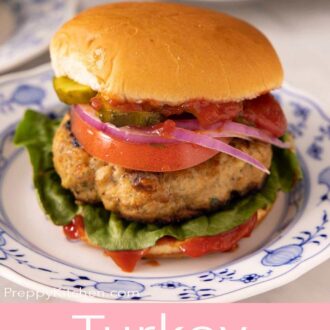 A pinterest graphic of a turkey burger