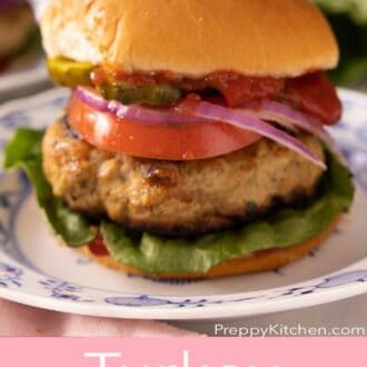A pinterest graphic of a turkey burger