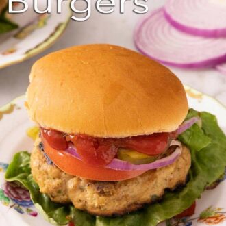 A pinterest graphic of a turkey burger