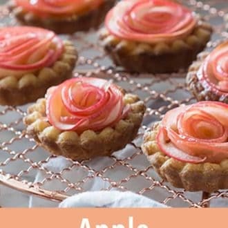 A pinterest graphic of apple rose tarts