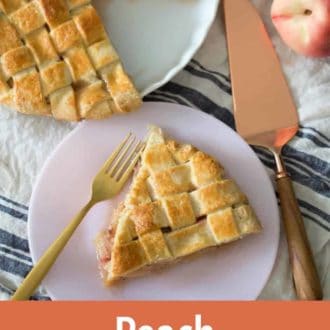 Pinterest graphic of peach pie.