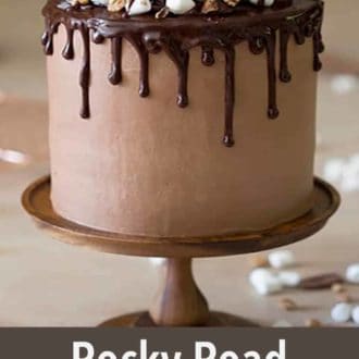 Pinterest graphic of a rocky road cake.
