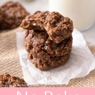 A pinterest graphic of no bake cookies.