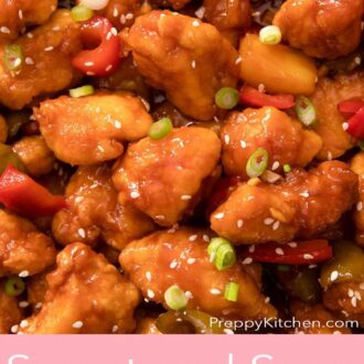 A pinterest graphic of sweet and sour chicken