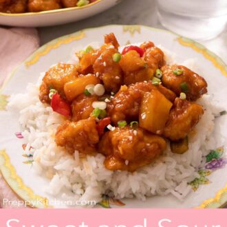 A pinterest graphic of sweet and sour chicken