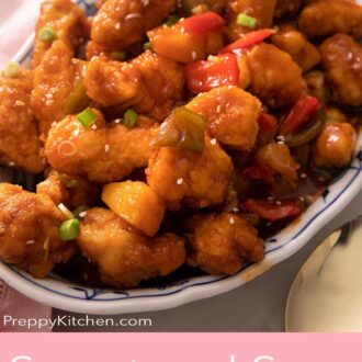 A pinterest graphic of sweet and sour chicken