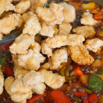 A pinterest graphic of sweet and sour chicken