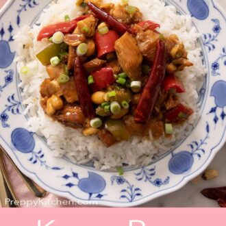A pinterest graphic of kung pao chicken