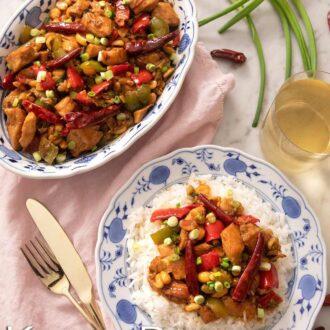 A pinterest graphic of kung pao chicken