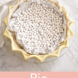 A pie crust ready to be blind baked.