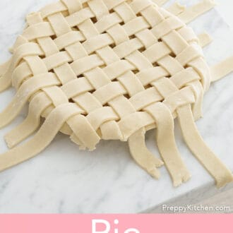 A pie crust wth a lattice top