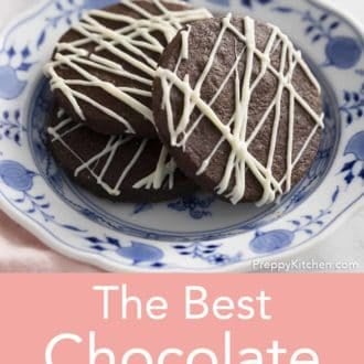 chocolate sugar cookies drizzled in which chocolate