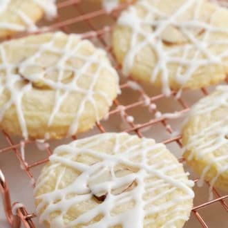 almond cookies on a cooling rack