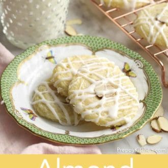 stack of almond cookies on a plate