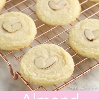 almond cookies on a cooling rack