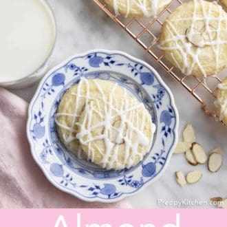 stack of almond cookies on a plate