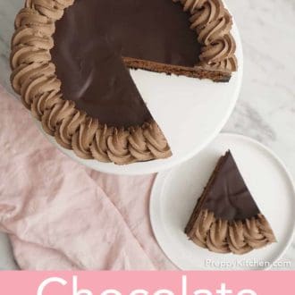 piece of chocolate cheesecake on a plate