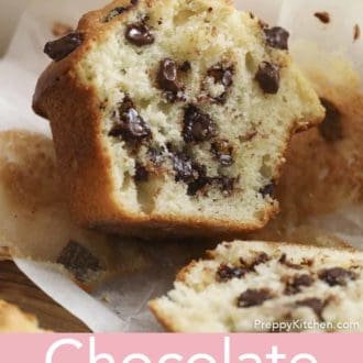 chocolate chip muffin cut in half
