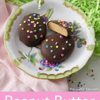 peanut butter eggs on a plate