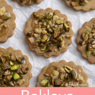 several baklava cookies on a paper