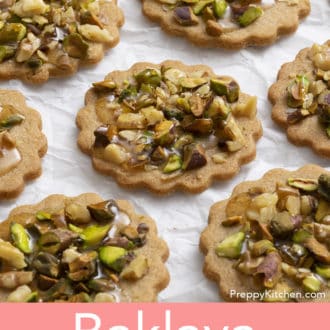 several baklava cookies on a paper