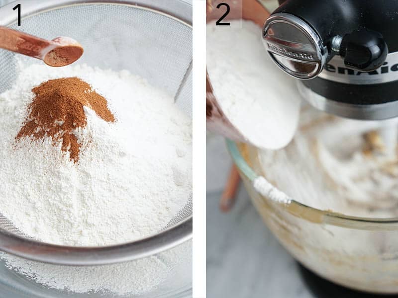 baklava cookie dough getting made in a stand mixer.