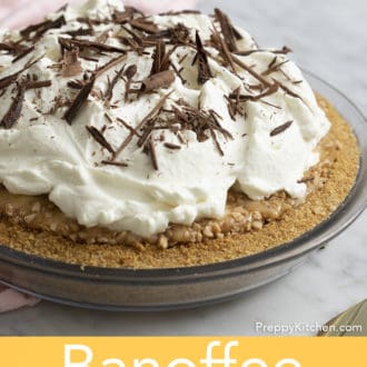 banoffee pie in a glass pie dish