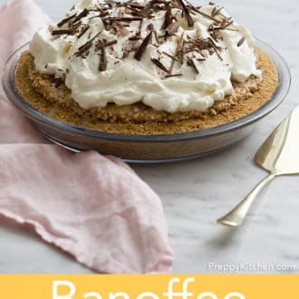 banoffee pie in a glass pie dish