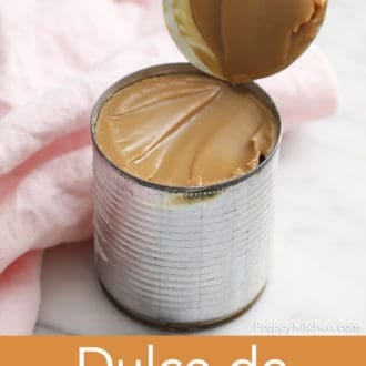 can of sweet and condensed milk after baking into dulce de leche