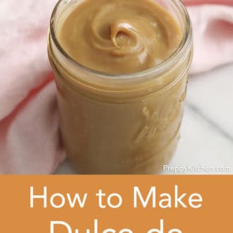 glass jar of dulce de leche