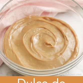 glass bowl of dulce de leche