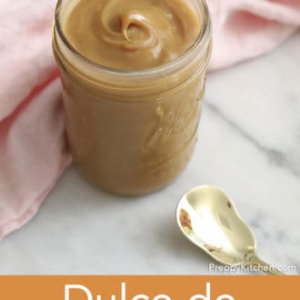 glass jar of dulce de leche