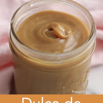 glass jar of dulce de leche