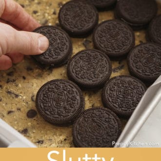 slutty brownies in a pan before baking