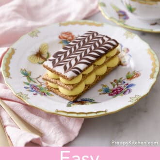 Mille Feuille with dollops of cream.