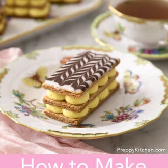 Cup of tea and Mille Feuilles.