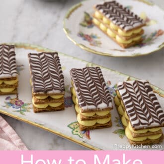 Mille Feuilles on a serving tray.