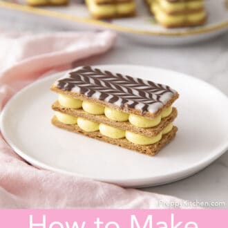 A Mille Feuille on a white plate.