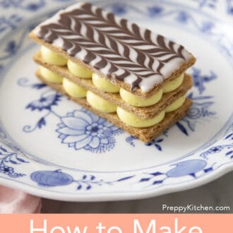 A vanilla Mille Feuille on a plate
