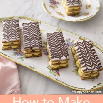 Five Mille Feuille on a tray and plate