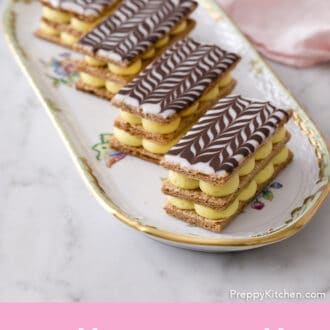 Mille Feuilles on a oval tray.