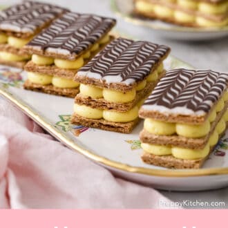 Mille Feuilles made with vanilla bean.
