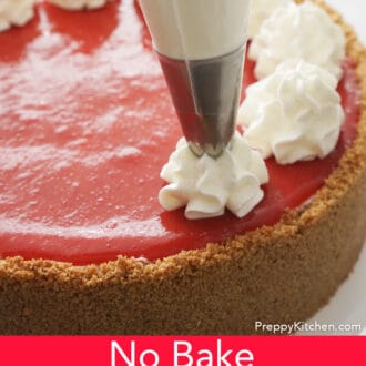 no bake strawberry cheesecake with whipped cream topping