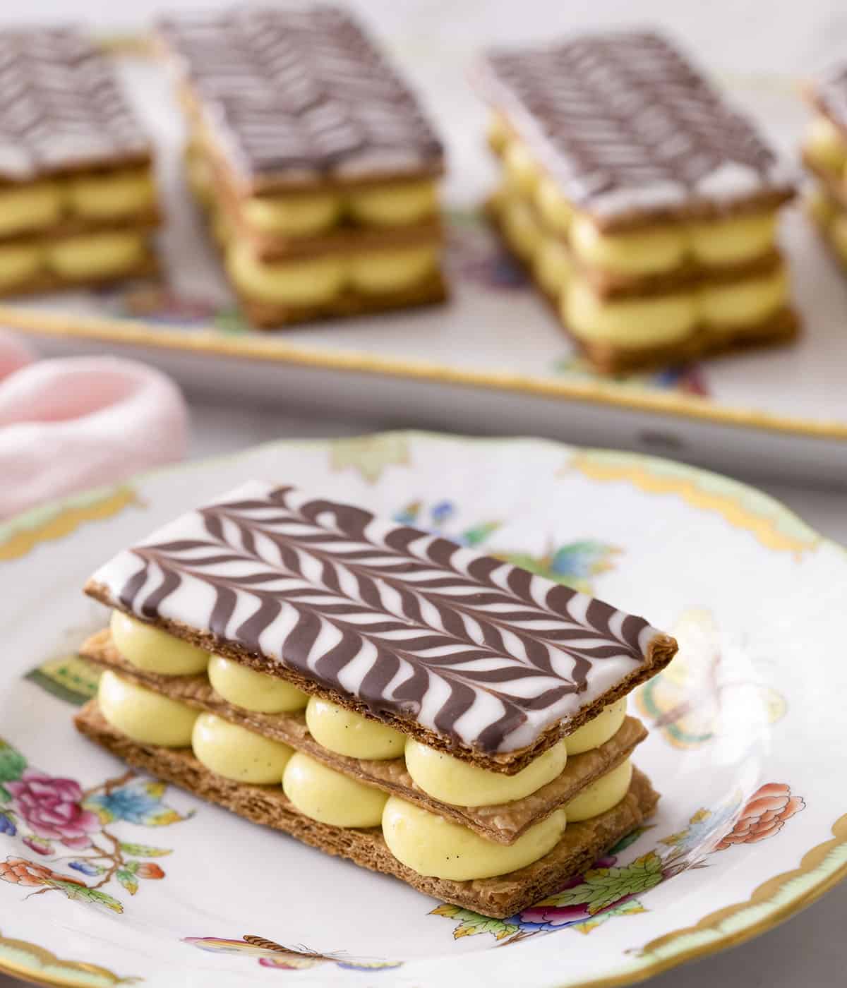Mille Feuilles filled with vanilla pastry cream.